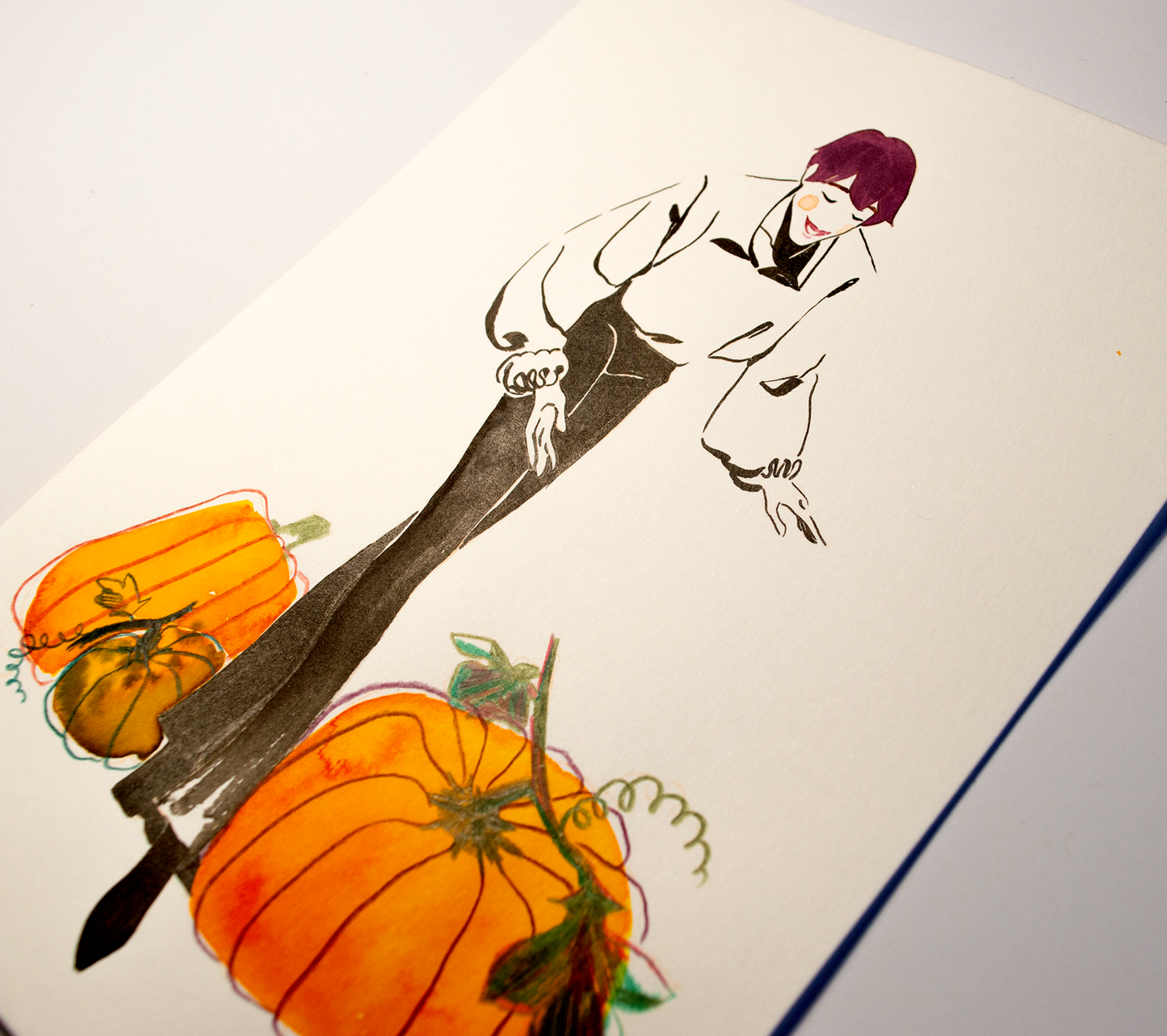 Vince enjoys stellar company. This illustration is an original art work make with ink and pencils on paper, starring the main characters of the webcomic Little Starling by Pearl See, close-up.