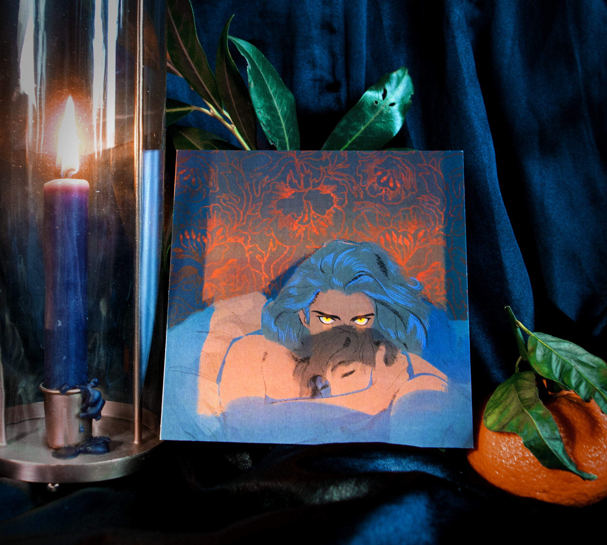 Vince sleeps peacefully on Zazu's chest one morning. Zazu has not slept one second and instead made a vow. This  illustrations is a digital print that starrs the main characters of the webcomic Little Starling by Pearl See.