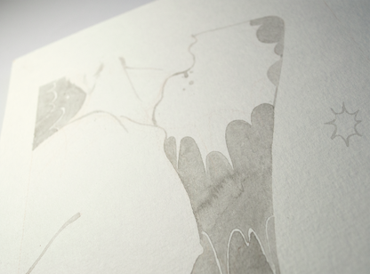 'Do not drip.' Zazu tells Vince, but it's easier said than done. This an original art work make with ink on paper, created for kinktober 2022 starring the main characters of the webcomic Little Starling by Pearl See, close-up.