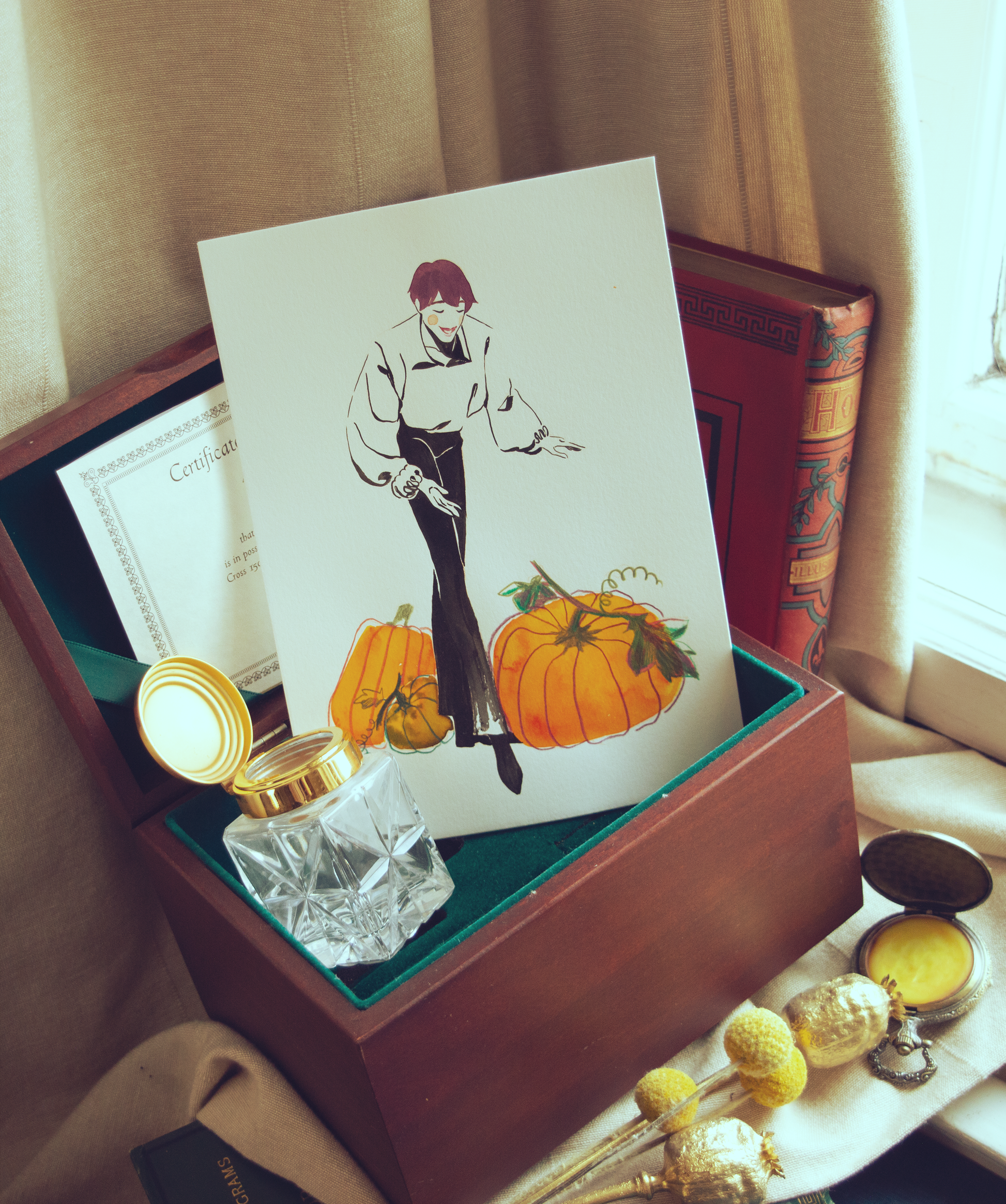 Vince enjoys stellar company. This illustration is an original art work make with ink and pencils on paper, starring the main characters of the webcomic Little Starling by Pearl See.