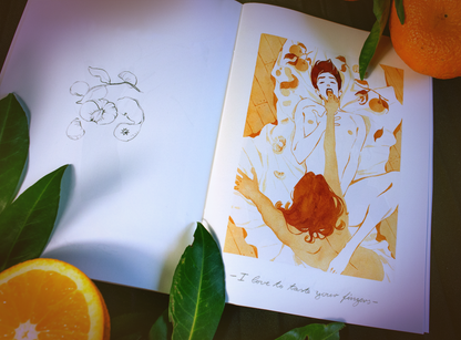 A peek into the entire collection of the Little Starling x Kinktober illustrations together with exclusive little drawings. All illustrations are original art work make with ink on paper, created for kinktober 2022 starring the main characters of the webcomic Little Starling by Pearl See.