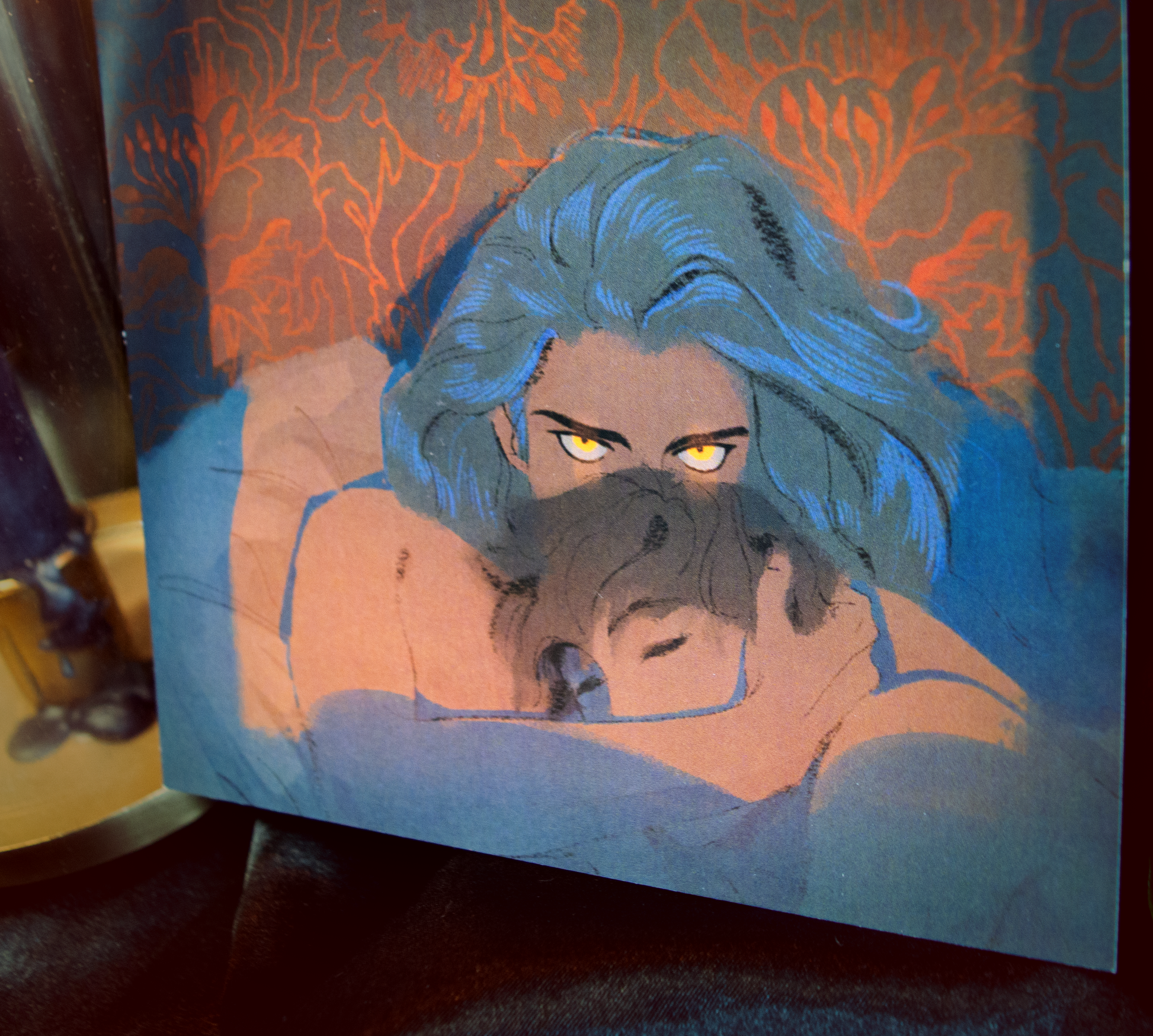 Vince sleeps peacefully on Zazu's chest one morning. Zazu has not slept one second and instead made a vow. This  illustrations is a digital print that starrs the main characters of the webcomic Little Starling by Pearl See, close-up.