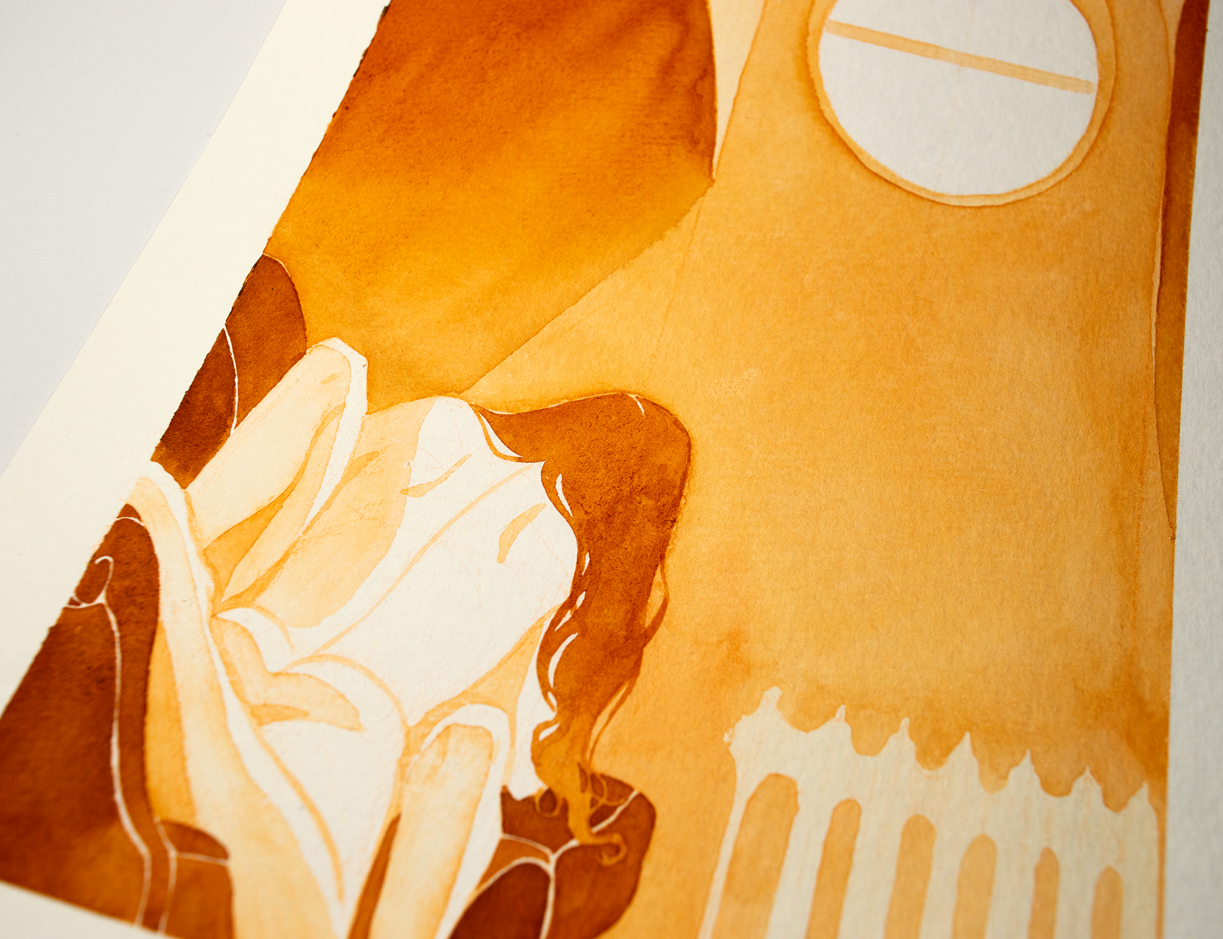 'You asked for this.' They have found a room in the quit part of the opera house to have a little alone-time. This illustration is an original art work make with ink on paper, created for kinktober 2022 starring the main characters of the webcomic Little Starling by Pearl See, close-up.